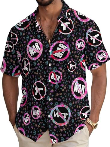 Funny Hawaiian Shirt Summer Beach Tropical Short Sleeve Holiday Print Aloha Shirt Casual Button Down Shirt in Kuwait