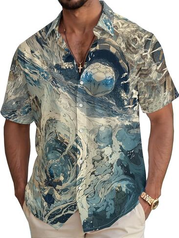 Funny Hawaiian Shirt Summer Beach Tropical Short Sleeve Holiday Print Aloha Shirt Casual Button Down Shirt in Kuwait