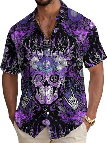 Funny Hawaiian Shirt Summer Beach Tropical Short Sleeve Holiday Print Aloha Shirt Casual Button Down Shirt in Kuwait