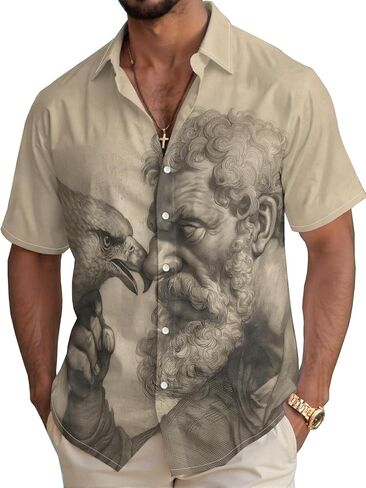 Funny Hawaiian Shirt Summer Beach Tropical Short Sleeve Holiday Print Aloha Shirt Casual Button Down Shirt in Kuwait