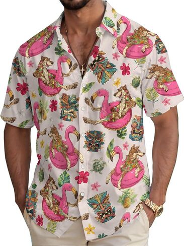 Funny Hawaiian Shirt Summer Beach Tropical Short Sleeve Holiday Print Aloha Shirt Casual Button Down Shirt in Kuwait