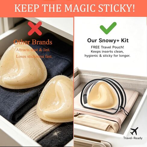 Snowy+ Double Sided Sticky Bra Inserts - Waterproof Push Up Pads | 5-in-1 Kit: 2x inserts, dust box, nipple covers & fashion tape. Ideal for sports bra, swimsuit, bikini & backless dress. in Kuwait