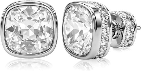 Cubic Zirconia Square Stainless Steel Earrings - Unique Design Women Decoration Jewelry - With For You Accessories Trendy Creative Women Gift Luxury in Saudi Arabia