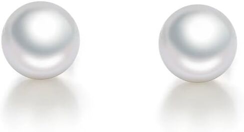 Sterling Silver 10mm Round Black/White Pearl Studs Earrings | Simple Simulated Shell Pearl Jewelry for Women in Saudi Arabia