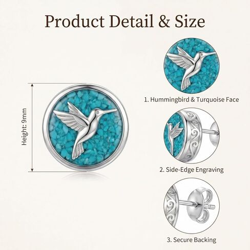 Hummingbird/Turtle/Dragonfly Earrings Created Turquoise Stud Earrings Vintage Jewelry Gifts for Women in Saudi Arabia
