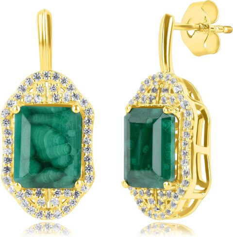 Big Gemstone Statement Dangle Earrings with White Sappire Crown | Hypoallergenic 14k Gold over Sterling Silver Gemstone Earrings by MAX + STONE in Kuwait