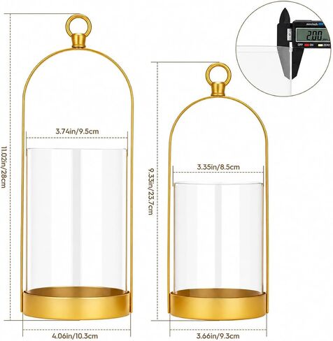 Gold Hurricane Candle Holder, Versatile Metal Candle Holder with Thick Glass Shield for Pillar Candles, Plants, Decorative Candle Lantern for Thanksgiving Christmas Party Table Centerpiece in Saudi Arabia