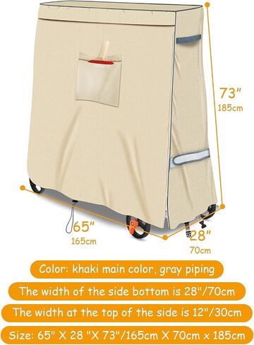 Table Tennis Table Cover, 600d Waterproof Oxford Cloth General Edition 65x 28x 73 Inches, With Pocket And Zipper, grey in Kuwait
