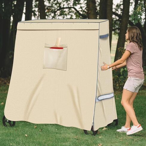 Table Tennis Table Cover, 600d Waterproof Oxford Cloth General Edition 65x 28x 73 Inches, With Pocket And Zipper, grey in Kuwait