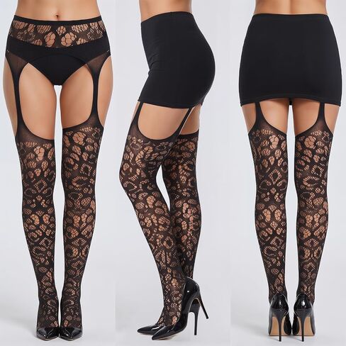 6 Pair Fishnet Thigh High Garter Belt Stockings Patterned Tights Suspender Pantyhose for Women in Saudi Arabia