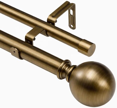 Brass Double Curtain Rods, Heavy Duty Decorative Drapery Rod 36-72 Inches, Telescoping Drapery Rod with Twisted Cage Finials in Saudi Arabia