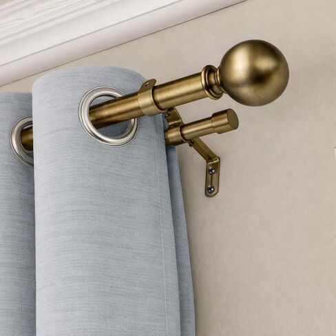 Brass Double Curtain Rods, Heavy Duty Decorative Drapery Rod 36-72 Inches, Telescoping Drapery Rod with Twisted Cage Finials in Saudi Arabia