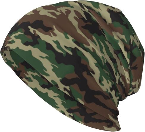 Camo Beanie Chemo Hats for Women Men Slouchy Cancer Headwear Stretchy Skull Cap Soft Knitted Hat Nightcap Chemo Gifts in Kuwait