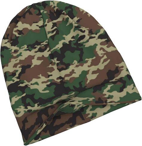 Camo Beanie Chemo Hats for Women Men Slouchy Cancer Headwear Stretchy Skull Cap Soft Knitted Hat Nightcap Chemo Gifts in Kuwait