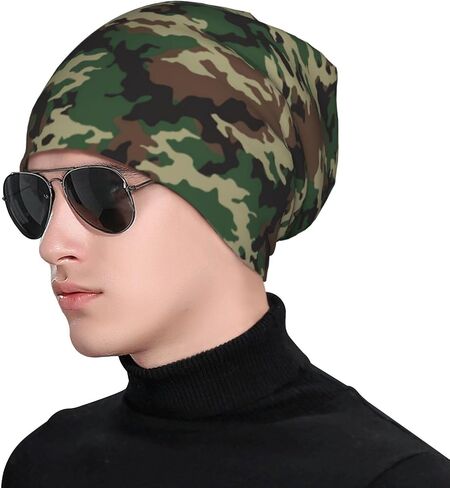 Camo Beanie Chemo Hats for Women Men Slouchy Cancer Headwear Stretchy Skull Cap Soft Knitted Hat Nightcap Chemo Gifts in Kuwait