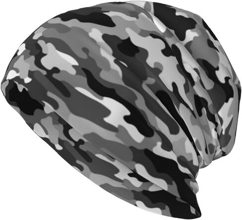 Camo Beanie Chemo Hats for Women Men Slouchy Cancer Headwear Stretchy Skull Cap Soft Knitted Hat Nightcap Chemo Gifts in Saudi Arabia