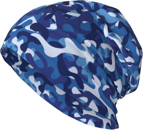 Camo Beanie Chemo Hats for Women Men Slouchy Cancer Headwear Stretchy Skull Cap Soft Knitted Hat Nightcap Chemo Gifts in Kuwait