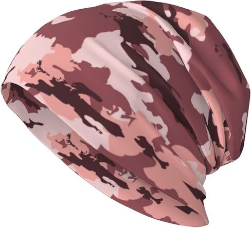Camo Beanie Chemo Hats for Women Men Slouchy Cancer Headwear Stretchy Skull Cap Soft Knitted Hat Nightcap Chemo Gifts in Kuwait
