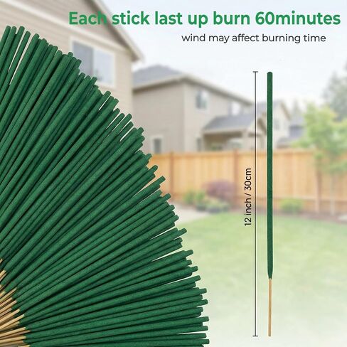 NomoBuzz Mosquito Repellent Incense Sticks 120 Count - DEET-Free Plant-Based with Citronella & Rosemary, 60 Mins Long-Lasting Protection for Patio, Backyard, Camping, Picnic in Kuwait