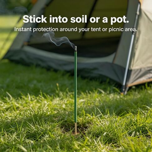 NomoBuzz Mosquito Repellent Incense Sticks 120 Count - DEET-Free Plant-Based with Citronella & Rosemary, 60 Mins Long-Lasting Protection for Patio, Backyard, Camping, Picnic in Kuwait