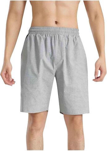 Workout Shorts for Men Quick Dry Elastic Waist Casual Short with Pockets Breathable Summer Sport Running Activewear in Kuwait