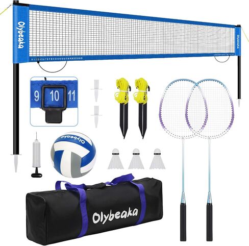 Volleyball Net, 12ft Volleyball Training Net Set with PU Volleyball, 5 Heights Adjustable Highly Stable Freestanding Practice Net for Backyard Outdoor with Sandbag, Stakes, Carry Bag in Kuwait