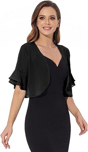 Women’s Open-Front Bolero Shrug Elegant Short Sleeve Capelet for Dresses, Weddings in Kuwait