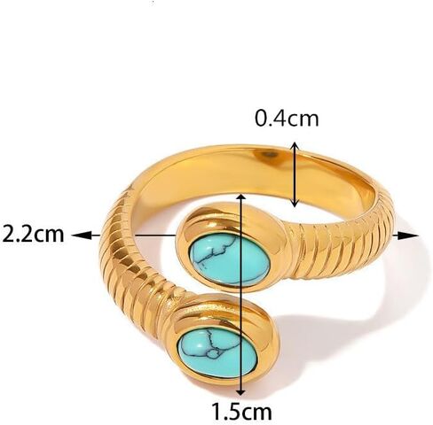 Turquoise Ring for Men, 18K Gold Plated Stainless Steel Adjustable Ring for Boho Jewelry, Vintage Western Rings for Women in Saudi Arabia