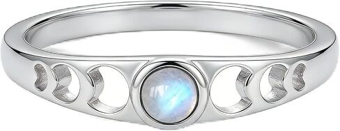 Small Labradorite Moon Phase Ring Rainbow Moonstone Moon Jewelry Gifts for Women Size 7 in Saudi Arabia