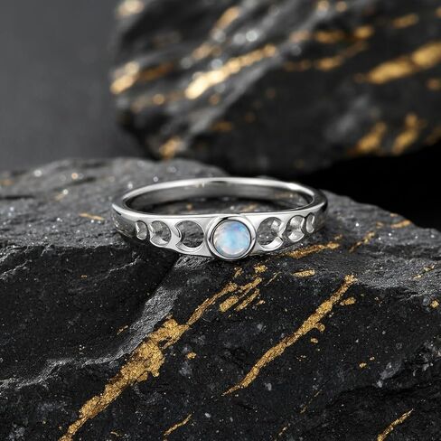 Small Labradorite Moon Phase Ring Rainbow Moonstone Moon Jewelry Gifts for Women Size 7 in Saudi Arabia