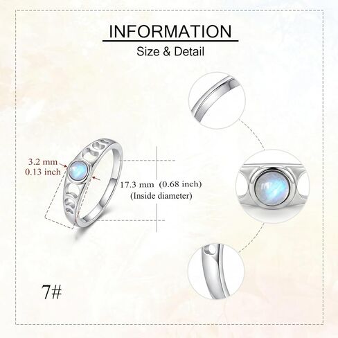 Small Labradorite Moon Phase Ring Rainbow Moonstone Moon Jewelry Gifts for Women Size 7 in Saudi Arabia