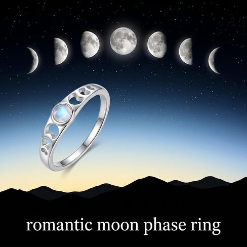 Small Labradorite Moon Phase Ring Rainbow Moonstone Moon Jewelry Gifts for Women Size 7 in Saudi Arabia