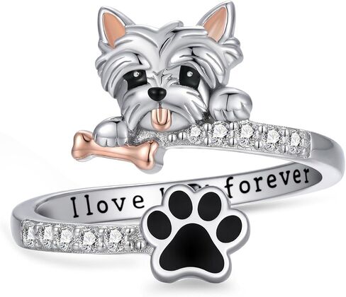 Yorkie Rings 925 Sterling Silver Dog Rings for Women Yorkie Jewelry Gifts for Women in Saudi Arabia