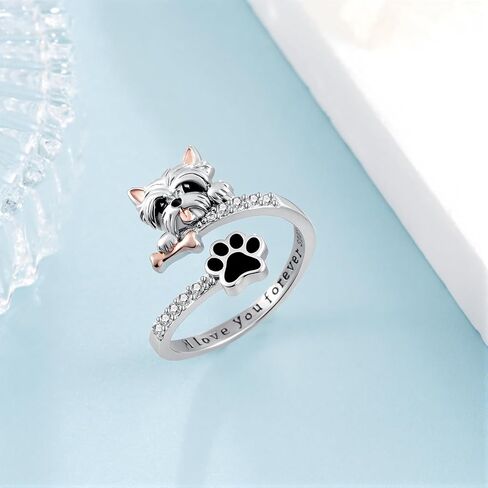 Yorkie Rings 925 Sterling Silver Dog Rings for Women Yorkie Jewelry Gifts for Women in Saudi Arabia