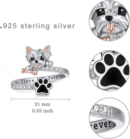 Yorkie Rings 925 Sterling Silver Dog Rings for Women Yorkie Jewelry Gifts for Women in Saudi Arabia