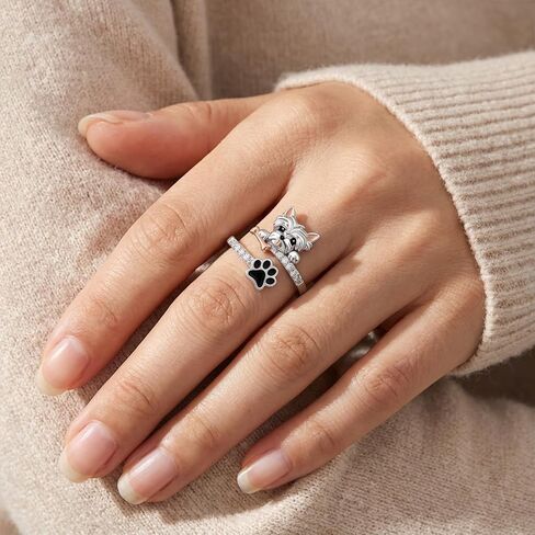 Yorkie Rings 925 Sterling Silver Dog Rings for Women Yorkie Jewelry Gifts for Women in Saudi Arabia