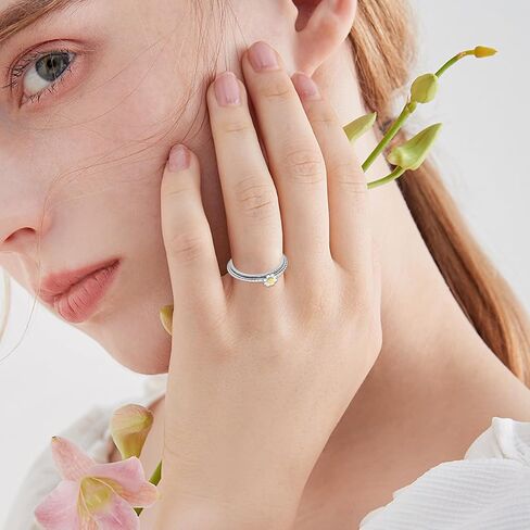 Daisy Fidget Ring Sterling Silver Rosary Spinner Ring Daisy Flower Fidget Jewelry Gifts for Women in Kuwait