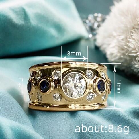 Gold Plated Cubic Zirconia Fashion Wide Statement Ring Daily Casual Holiday Party Wear Jewelry Gift for Women in Kuwait