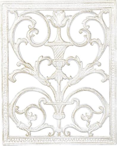 Sungmor Cast Iron Scroll Wall Decor, Flower Carved Artwork, 12x15 Inch Intricate and Pretty Plaque, Living Room, Bedroom Decorations, Antique Green with Gold Accent in Kuwait