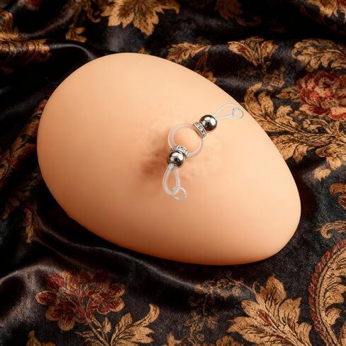2Pairs Nipple Rings Non Piercing, Adjustable Silicone Fake Nipple Rings with Stainless Steel Beads, Faux Nipples Piercing for Women Men Adult Unisex in Saudi Arabia