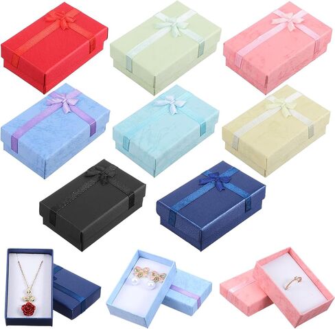 72PCS Jewelry Gift Boxes Bulk Jewelry Box with Bow for Ring Necklaces Pendant Earring Bracelet, Assorted Colors Cardboard Present Case for Valentine's Day Gifts Anniversaries Weddings Birthday in Saudi Arabia