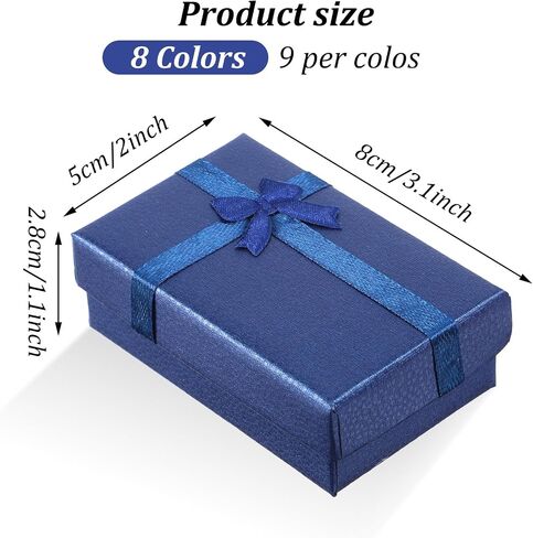 72PCS Jewelry Gift Boxes Bulk Jewelry Box with Bow for Ring Necklaces Pendant Earring Bracelet, Assorted Colors Cardboard Present Case for Valentine's Day Gifts Anniversaries Weddings Birthday in Saudi Arabia