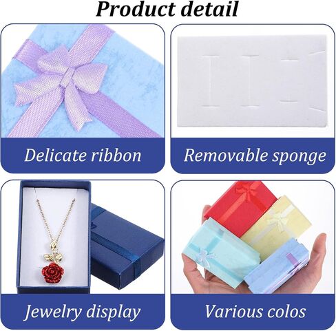 72PCS Jewelry Gift Boxes Bulk Jewelry Box with Bow for Ring Necklaces Pendant Earring Bracelet, Assorted Colors Cardboard Present Case for Valentine's Day Gifts Anniversaries Weddings Birthday in Saudi Arabia