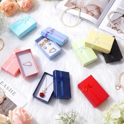 72PCS Jewelry Gift Boxes Bulk Jewelry Box with Bow for Ring Necklaces Pendant Earring Bracelet, Assorted Colors Cardboard Present Case for Valentine's Day Gifts Anniversaries Weddings Birthday in Saudi Arabia
