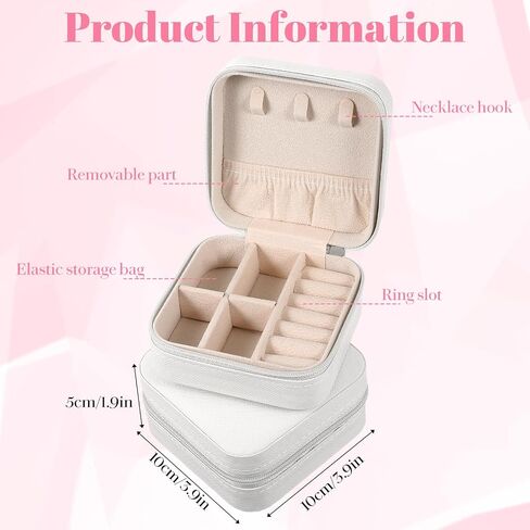 Lemecima 12 Pcs White Jewelry Box, Jewelry Boxes Bulk Organizer Set with Zipper Closure, Portable Mini Travel Storage Case for Rings Earrings Necklaces Accessories (3.94 x 3.94 x 1.97 Inches) in Kuwait