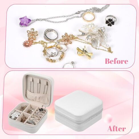 Lemecima 12 Pcs White Jewelry Box, Jewelry Boxes Bulk Organizer Set with Zipper Closure, Portable Mini Travel Storage Case for Rings Earrings Necklaces Accessories (3.94 x 3.94 x 1.97 Inches) in Kuwait
