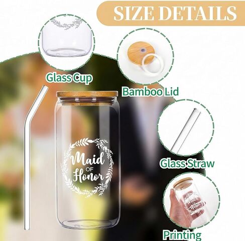 Maid of Honor Gifts - 9 Pcs Will You Be My Maid of Honor Kit with Elegant Box Jewelry Box Glass Cup Invited Cards Knotted Bracelets Sunglasses Scrunchies Raffia Grass in Kuwait