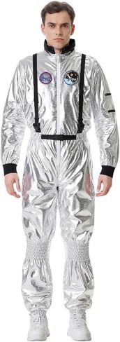 LMYOVE Men Adult Silver Astronaut Costume with LED Glasses, Spaceman Space Suit Halloween Party Cosplay Outfit in Saudi Arabia