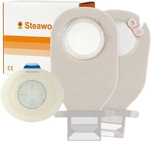 15 PCS Colostomy Bags, Two-Piece Ostomy Bags 15mm-57mm Cut-to-Fit Stoma Ostomy Supply, Ultra-Soft Cloth Backing with 1.3X Leakproof Hydrocolloid Barrier (10 Pouches + 5 Flanges) in Saudi Arabia