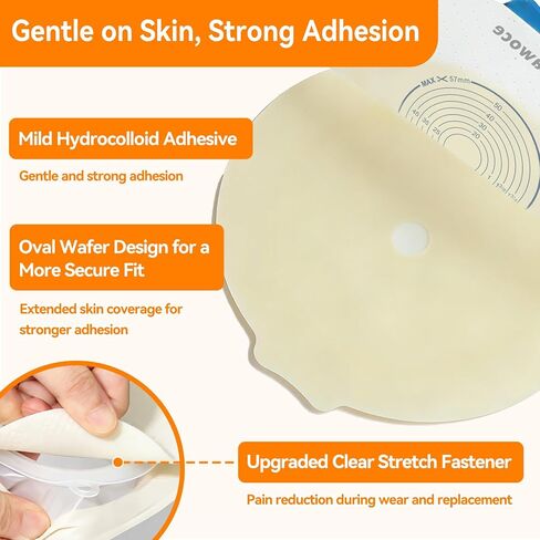 15 PCS Colostomy Bags, Two-Piece Ostomy Bags 15mm-57mm Cut-to-Fit Stoma Ostomy Supply, Ultra-Soft Cloth Backing with 1.3X Leakproof Hydrocolloid Barrier (10 Pouches + 5 Flanges) in Saudi Arabia